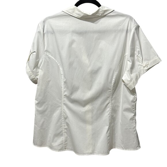 Riders by Lee Easy Care sz XL white princess seam button front short sleeve top - Picture 3 of 5
